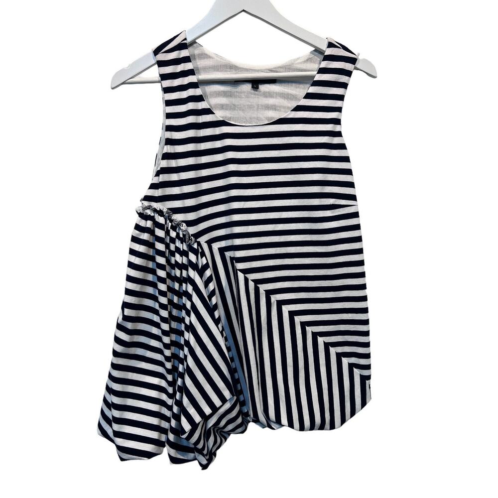MARC BY MARC JACOBS Top Womens Large Blue White Stripe Sleeveless Blouson Tank